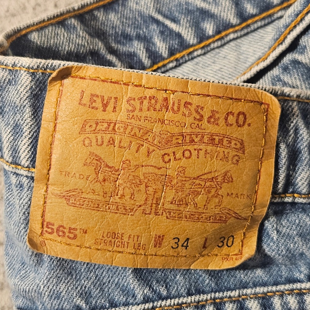 Vintage Levis 565 Loose Fit Straight Leg Jeans Mens 34x30 Made in USA Blue Denim - Picture 5 of 7